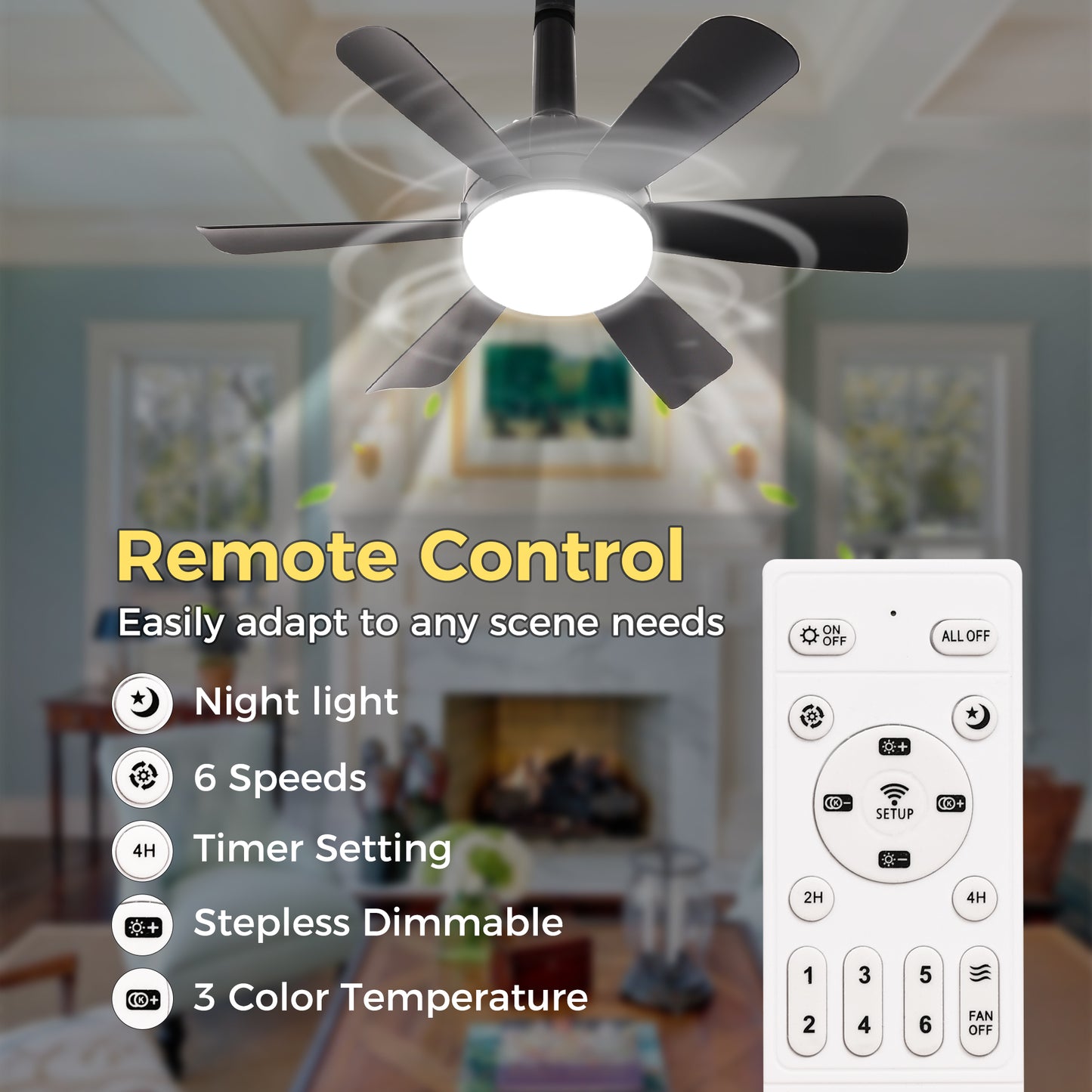 18 in. Indoor Black Standard Ceiling Fan with Adjustable White Integrated LED Flush Mount Light