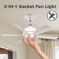 18 in. Indoor White Standard Ceiling Fan with Adjustable White Integrated LED Flush Mount Light