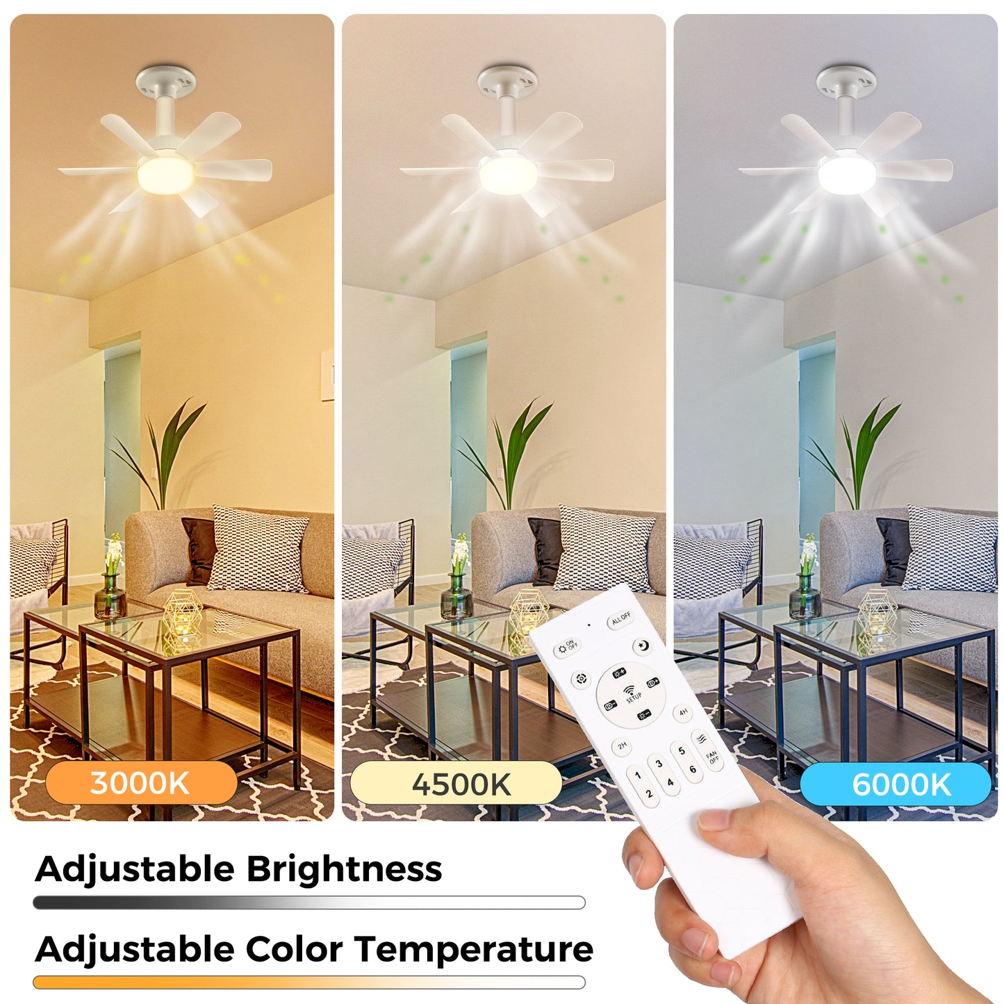18 in. Indoor White Standard Ceiling Fan with Adjustable White Integrated LED Flush Mount Light