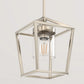 7 in. 1-Light Brushed Nickel Modern Farmhouse Cage Lantern Pendant with Clear Glass
