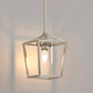 7 in. 1-Light Brushed Nickel Modern Farmhouse Cage Lantern Pendant with Clear Glass