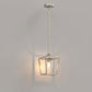 7 in. 1-Light Brushed Nickel Modern Farmhouse Cage Lantern Pendant with Clear Glass
