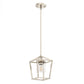 7 in. 1-Light Brushed Nickel Modern Farmhouse Cage Lantern Pendant with Clear Glass