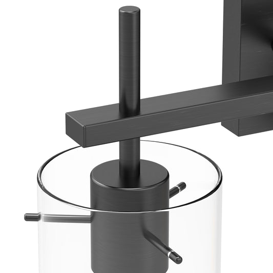 20 in. 3-Light Bathroom Fixture,Matte Black Metal Vanity Light with Clear Glass Shades, Modern Bathroom Lighting