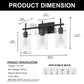 20 in. 3-Light Bathroom Fixture,Matte Black Metal Vanity Light with Clear Glass Shades, Modern Bathroom Lighting
