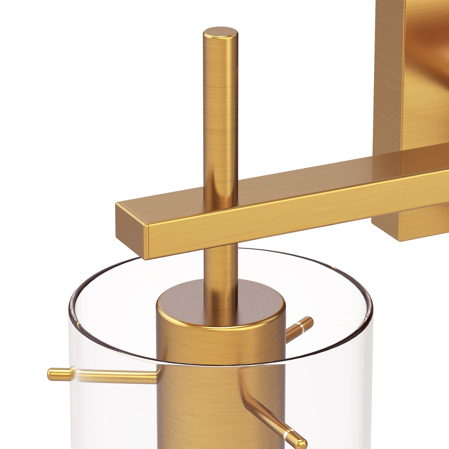20 in. 3-Light Bathroom Fixture, Gold Metal Vanity Light Frame with Clear Glass Shades, Modern Bathroom Lighting