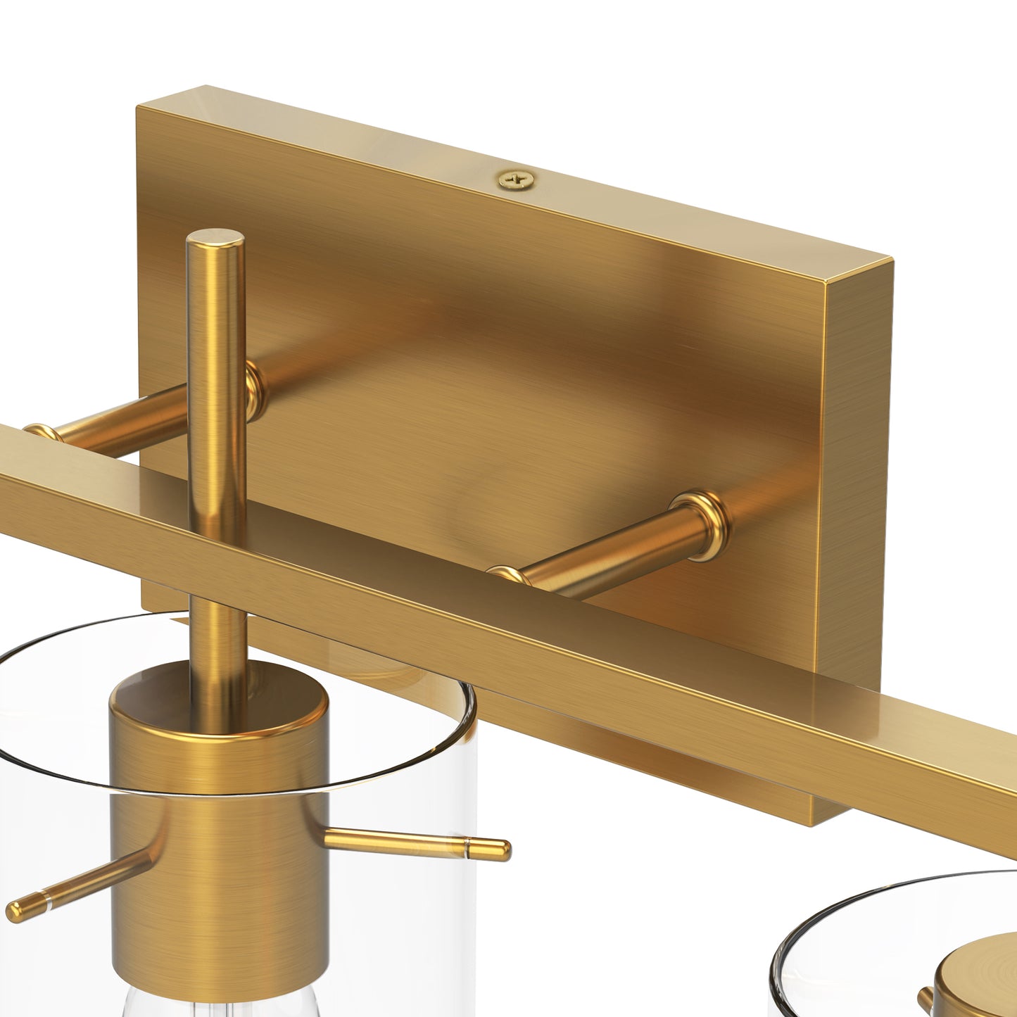 20 in. 3-Light Bathroom Fixture, Gold Metal Vanity Light Frame with Clear Glass Shades, Modern Bathroom Lighting