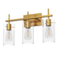 20 in. 3-Light Bathroom Fixture, Gold Metal Vanity Light Frame with Clear Glass Shades, Modern Bathroom Lighting