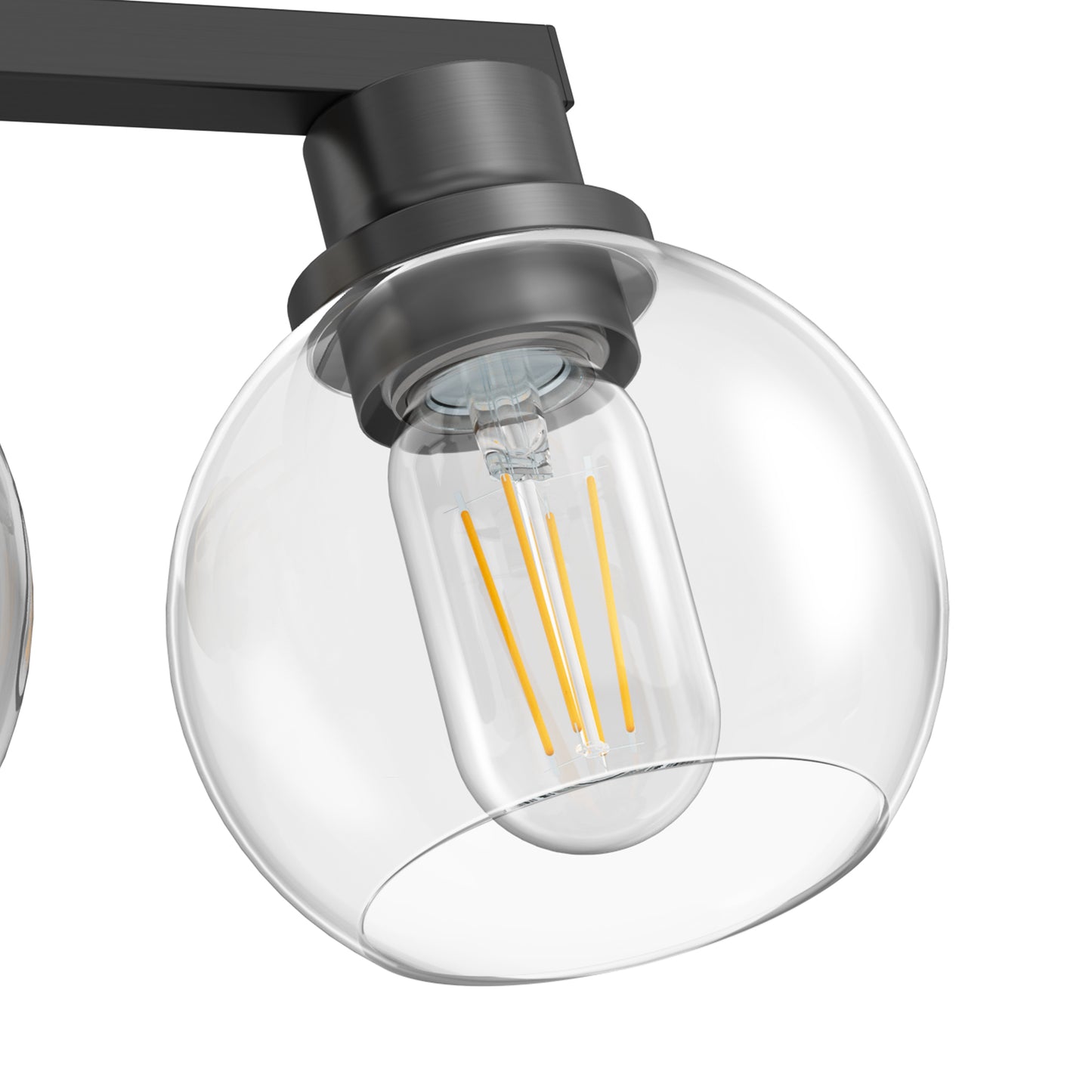 19 in. 3-Light Black Bathroom Vanity Light, LED Interior Powder Room Lighting with Clear Globe Shades