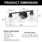 19 in. 3-Light Black Bathroom Vanity Light, LED Interior Powder Room Lighting with Clear Globe Shades
