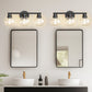 19 in. 3-Light Black Bathroom Vanity Light, LED Interior Powder Room Lighting with Clear Globe Shades