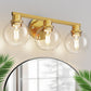 19 in. 3-Light Gold Bathroom Vanity Light, LED Interior Powder Room Lighting with Clear Globe Shades