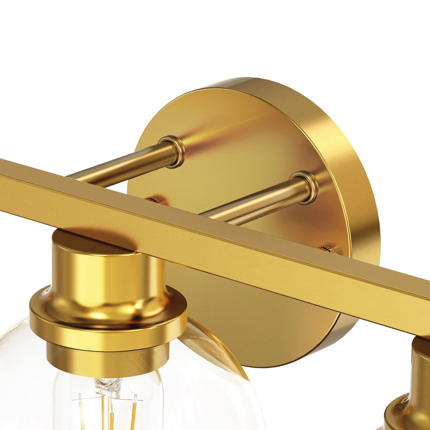 19 in. 3-Light Gold Bathroom Vanity Light, LED Interior Powder Room Lighting with Clear Globe Shades