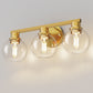 19 in. 3-Light Gold Bathroom Vanity Light, LED Interior Powder Room Lighting with Clear Globe Shades