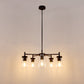 5-Light Black Pendant Light with Clear Glass Shades - Adjustable Modern Chandelier for Living Room or Foyer