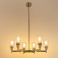 6-Light Brushed Nickel Farmhouse Chandelier - Clear Glass Shade Pendant Light Fixture for Living Room or Dining Room