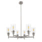 6-Light Brushed Nickel Farmhouse Chandelier - Clear Glass Shade Pendant Light Fixture for Living Room or Dining Room
