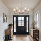 6-Light Brushed Nickel Farmhouse Chandelier - Clear Glass Shade Pendant Light Fixture for Living Room or Dining Room