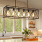 6-Light Modern Rectangle Chandelier for Dining Room - Large Black Farmhouse Kitchen Island Light Fixture