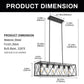 6-Light Modern Rectangle Chandelier for Dining Room - Large Black Farmhouse Kitchen Island Light Fixture