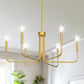 28 in. 6-Light Gold Farmhouse Rustic Candle Ceiling Chandelier Light, Adjustable Height for Dining Room