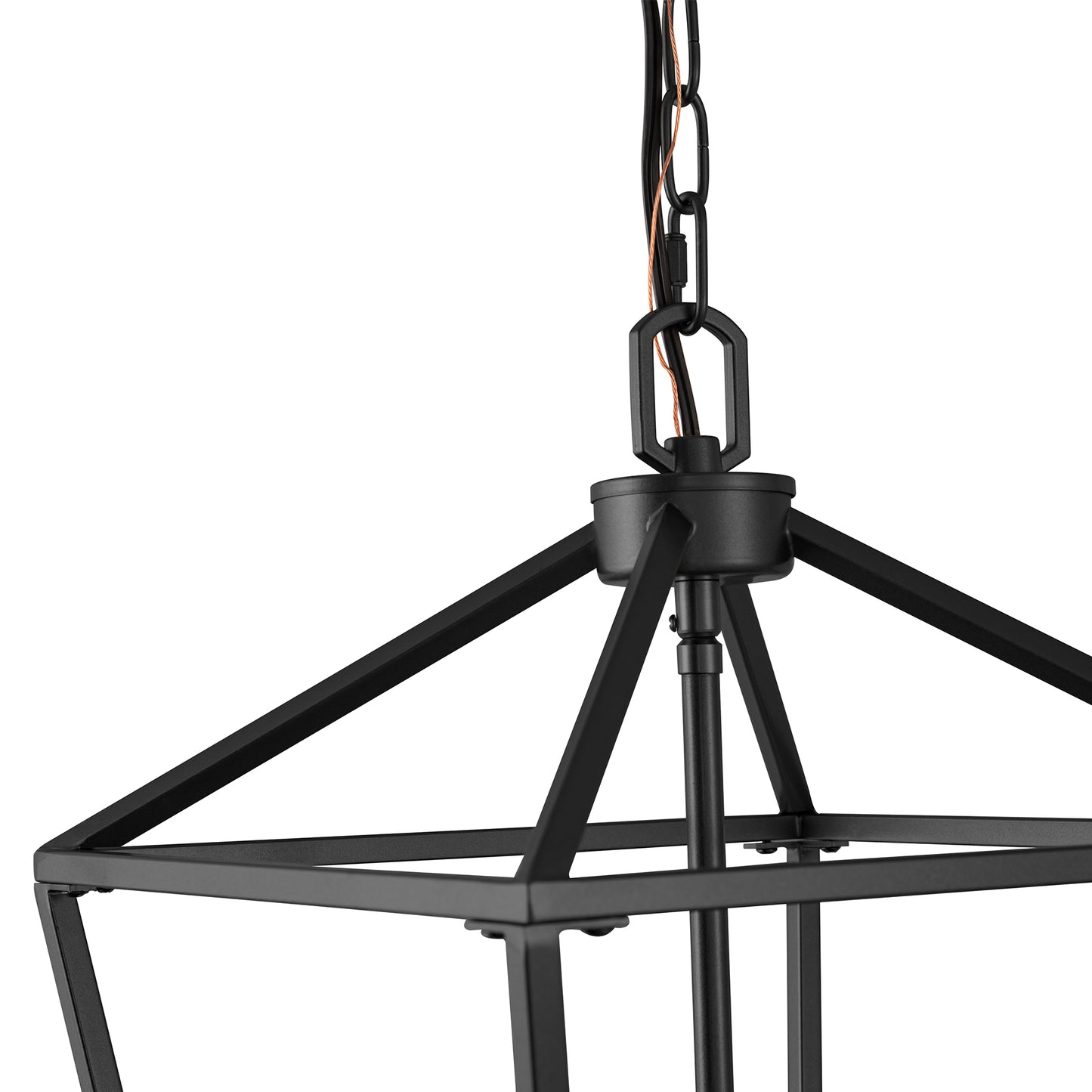 8 in. 4-Light Black Geometric Open Cage Pendant Light, Chandelier for Dining Room, House Foyer