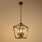 8 in. 4-Light Black Geometric Open Cage Pendant Light, Chandelier for Dining Room, House Foyer