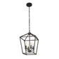 8 in. 4-Light Black Geometric Open Cage Pendant Light, Chandelier for Dining Room, House Foyer