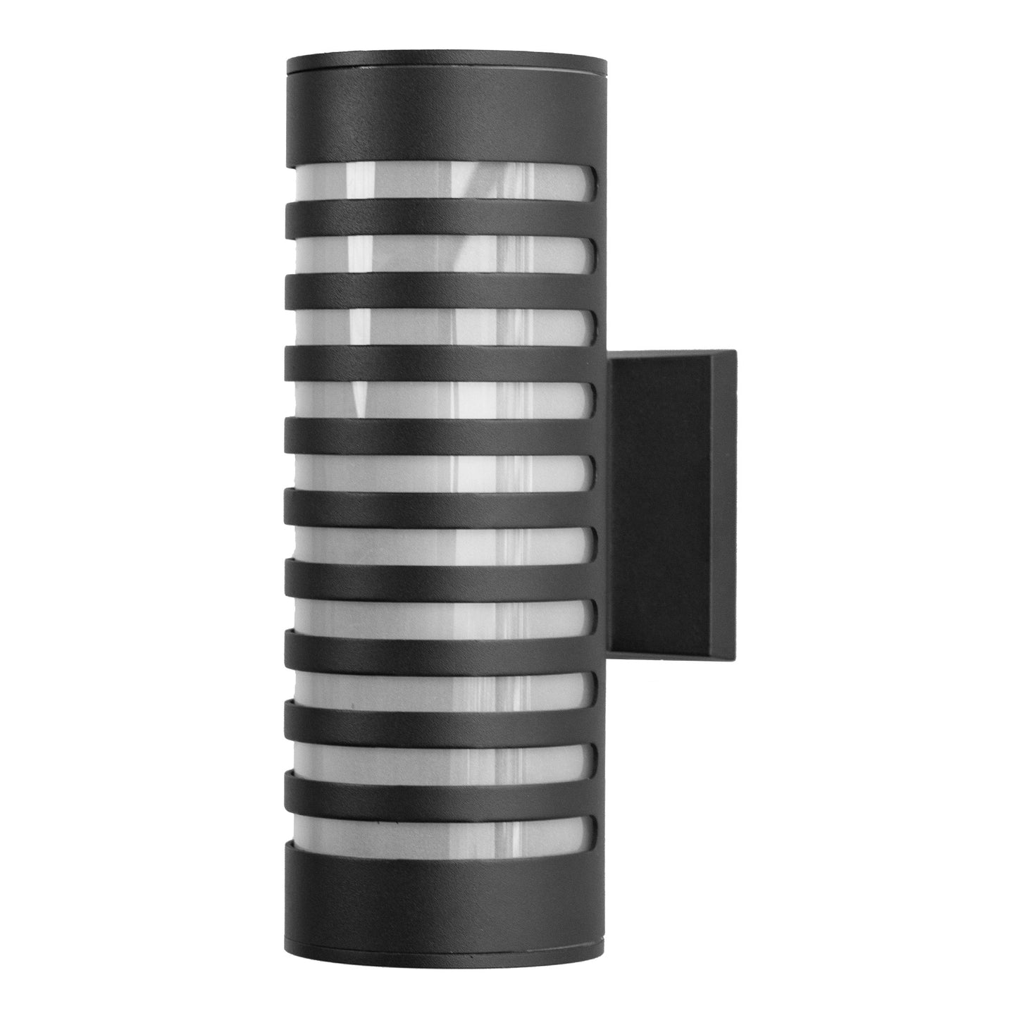 YANSUN 12 in. 2-Light Black Outdoor Wall Sconce Lights Cylinder Porch Light Modern E26 Outdoor Fixtures Wall Mount for Hallway