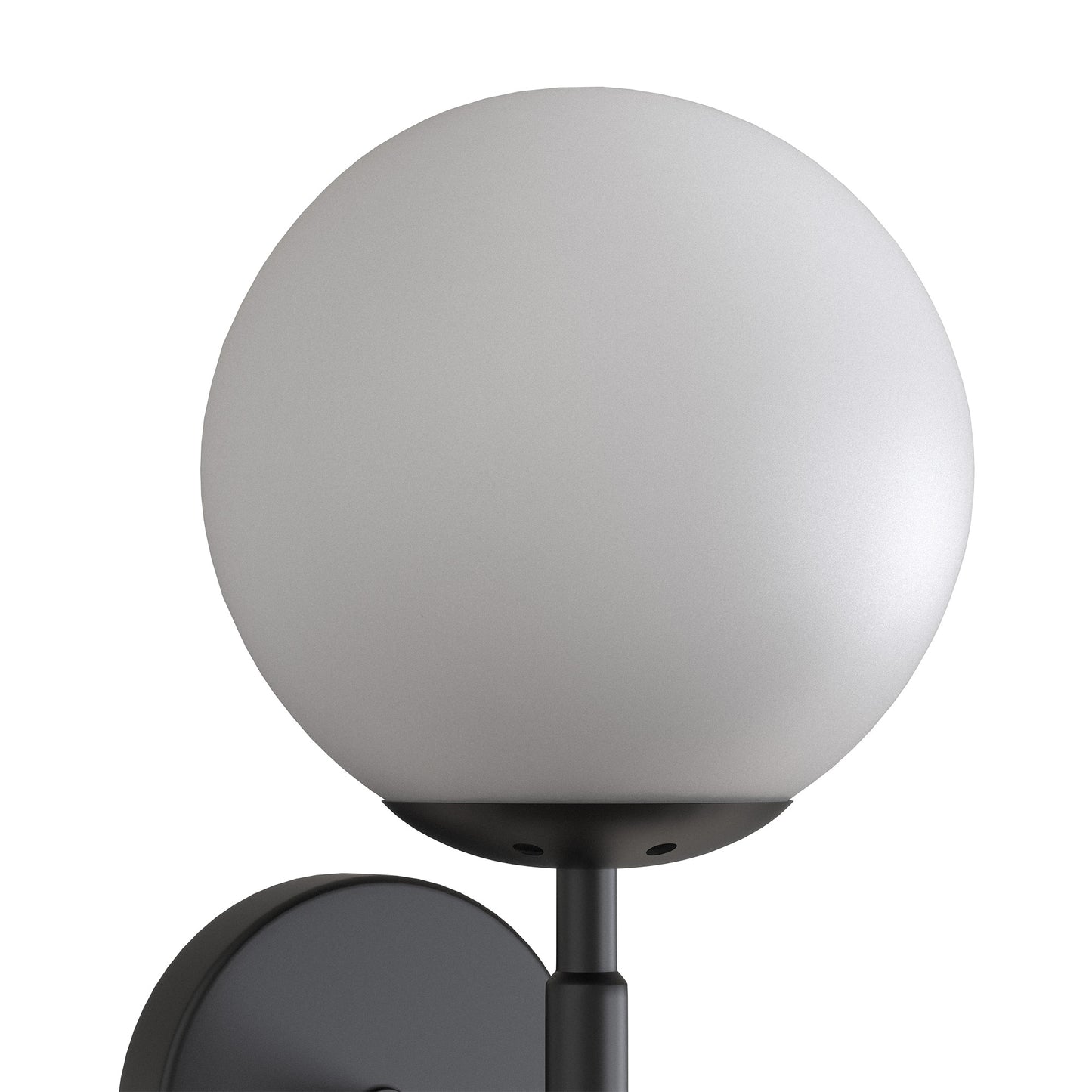 5.91 in. 1-Light Black Modern Globe Wall Sconce with Frosted Glass Shade for Bedroom Hallway