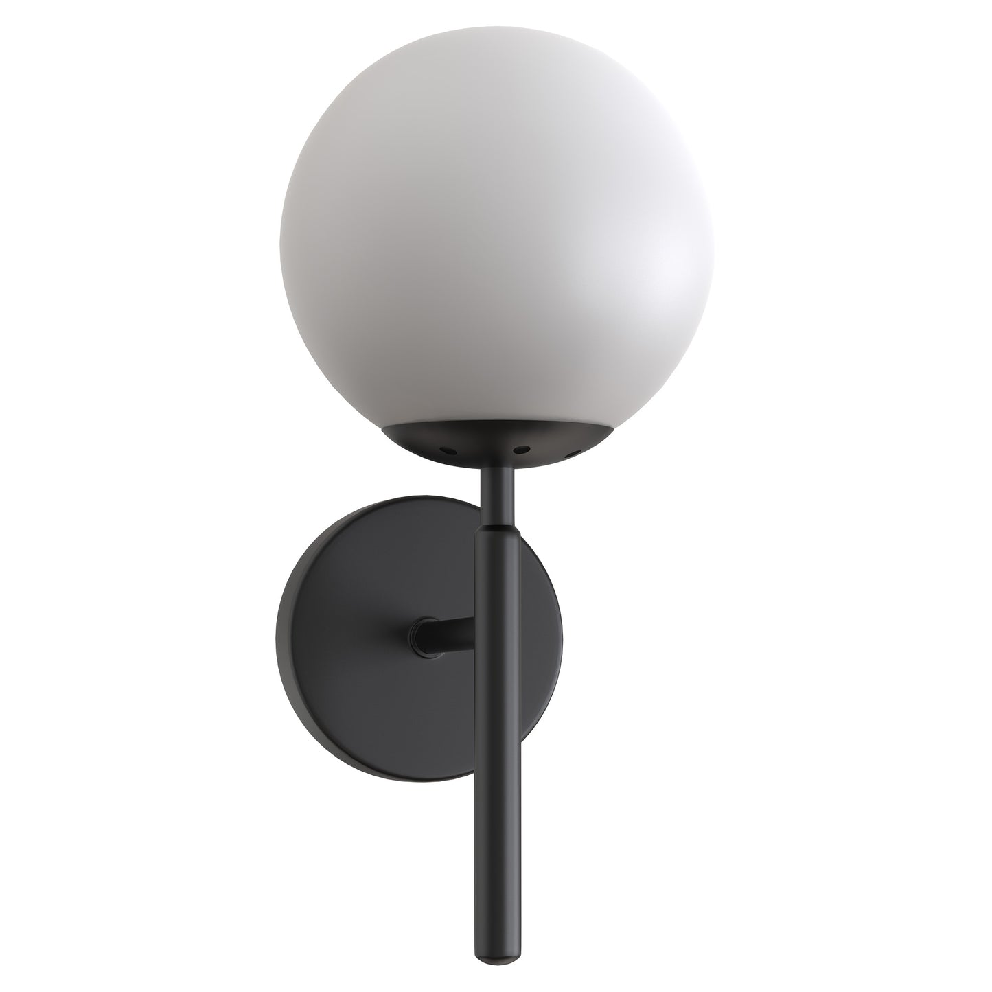 5.91 in. 1-Light Black Modern Globe Wall Sconce with Frosted Glass Shade for Bedroom Hallway