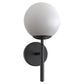 5.91 in. 1-Light Black Modern Globe Wall Sconce with Frosted Glass Shade for Bedroom Hallway