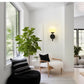 5.91 in. 1-Light Black Modern Globe Wall Sconce with Frosted Glass Shade for Bedroom Hallway