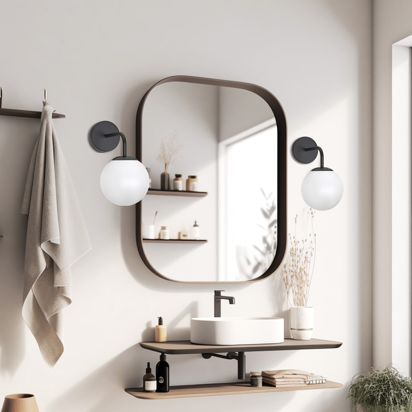 1-Light Black European Modern Simple Industrial Creative Fashion Style, Indoor for Bedroom, Living Room, LED Wall Light Fixture