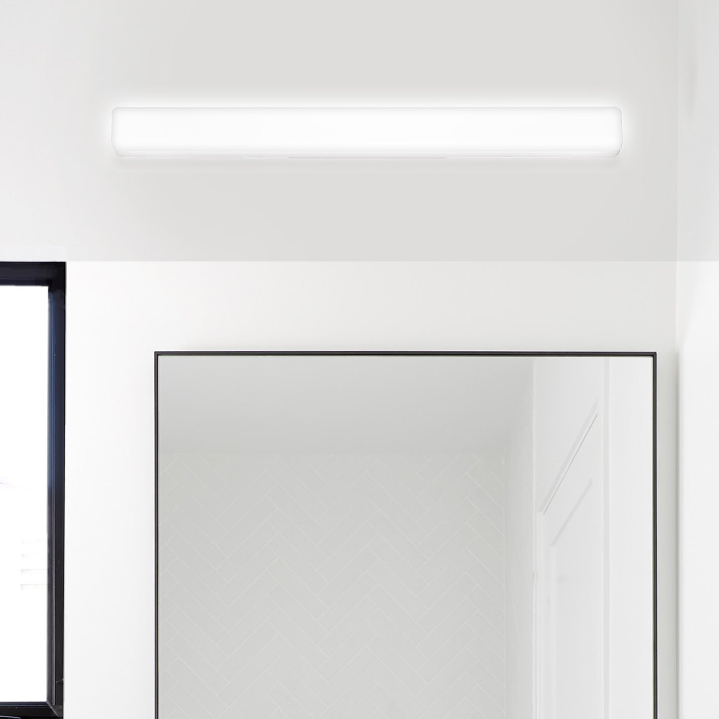 24 in. 1-Light Integrated LED Matte Black Modern Rectangle Vanity Light Bar Wall Fixture for Bathroom Mirror (2-Pack)