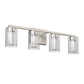 26 in. 28-Watt 4-Light Brushed Nickel Crystal LED Integrated Vanity Light for Bathroom, 3000/4000/6000K Adjustable