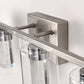 26 in. 28-Watt 4-Light Brushed Nickel Crystal LED Integrated Vanity Light for Bathroom, 3000/4000/6000K Adjustable