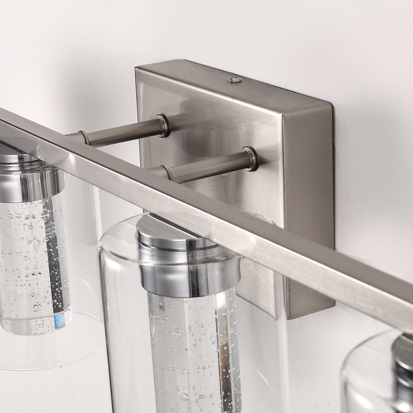 26 in. 28-Watt 4-Light Brushed Nickel Crystal LED Integrated Vanity Light for Bathroom, 3000/4000/6000K Adjustable