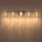 33 in. 35-Watt 5-Light Brushed Nickel Crystal LED Integrated Vanity Light for Bathroom, 3000/4000/6000K Adjustable