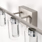 33 in. 35-Watt 5-Light Brushed Nickel Crystal LED Integrated Vanity Light for Bathroom, 3000/4000/6000K Adjustable
