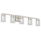 33 in. 35-Watt 5-Light Brushed Nickel Crystal LED Integrated Vanity Light for Bathroom, 3000/4000/6000K Adjustable