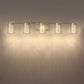 33 in. 35-Watt 5-Light Brushed Nickel Crystal LED Integrated Vanity Light for Bathroom, 3000/4000/6000K Adjustable