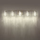 33 in. 35-Watt 5-Light Brushed Nickel Crystal LED Integrated Vanity Light for Bathroom, 3000/4000/6000K Adjustable