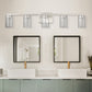 33 in. 35-Watt 5-Light Brushed Nickel Crystal LED Integrated Vanity Light for Bathroom, 3000/4000/6000K Adjustable