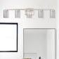33 in. 35-Watt 5-Light Brushed Nickel Crystal LED Integrated Vanity Light for Bathroom, 3000/4000/6000K Adjustable