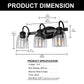 18.89 in. 3-Light Matte Black Modern Bathroom Vanity Light Mirror Wall Light with Black Accents and Seeded Glass Shade