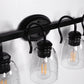 25.2 in. 4-Light Matte Black Modern Bathroom Vanity Light Mirror Wall Light with Black Accents and Seeded Glass Shade