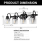 25.2 in. 4-Light Matte Black Modern Bathroom Vanity Light Mirror Wall Light with Black Accents and Seeded Glass Shade