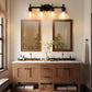 25.2 in. 4-Light Matte Black Modern Bathroom Vanity Light Mirror Wall Light with Black Accents and Seeded Glass Shade