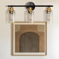 22.64 in. 3-Light Matte Black Modern Bathroom Vanity Light with Clear Glass Shade and Gold Socket